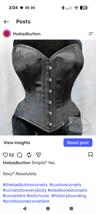 Black Satin Coutil Overbust Corset (Copy)