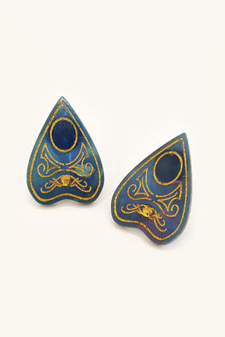 The Bad Button perfect planchette earrings in opal blue