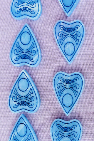 The Bad Button perfect planchette earrings in pastel blue
